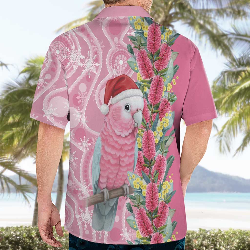 Australia Pink Galah Christmas Hawaiian Shirt Falalalala Galalah Bottlebrush Aboriginal Art - Aussie Hoodie