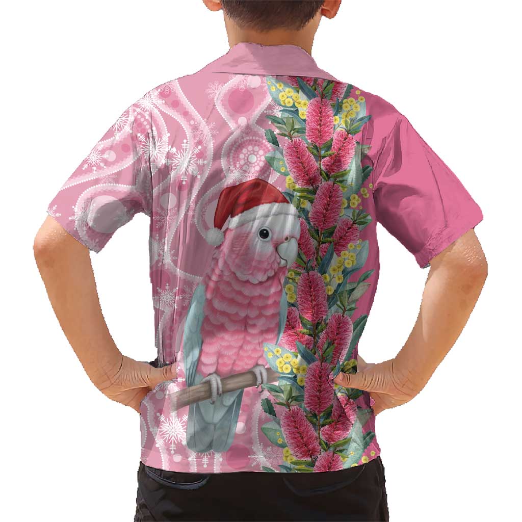 Australia Pink Galah Christmas Hawaiian Shirt Falalalala Galalah Bottlebrush Aboriginal Art - Aussie Hoodie