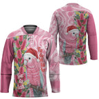 Australia Pink Galah Christmas Hockey Jersey Falalalala Galalah Bottlebrush Aboriginal Art - Aussie Hoodie