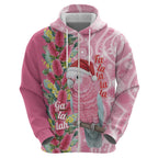 Australia Pink Galah Christmas Hoodie Falalalala Galalah Bottlebrush Aboriginal Art - Aussie Hoodie
