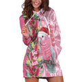 Australia Pink Galah Christmas Hoodie Dress Falalalala Galalah Bottlebrush Aboriginal Art - Aussie Hoodie