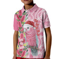 Australia Pink Galah Christmas Kid Polo Shirt Falalalala Galalah Bottlebrush Aboriginal Art - Aussie Hoodie