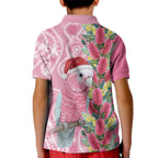 Australia Pink Galah Christmas Kid Polo Shirt Falalalala Galalah Bottlebrush Aboriginal Art - Aussie Hoodie