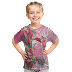 Australia Pink Galah Christmas Kid T Shirt Falalalala Galalah Bottlebrush Aboriginal Art - Aussie Hoodie