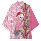 Australia Pink Galah Christmas Kimono Falalalala Galalah Bottlebrush Aboriginal Art - Aussie Hoodie
