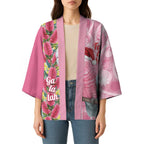 Australia Pink Galah Christmas Kimono Falalalala Galalah Bottlebrush Aboriginal Art - Aussie Hoodie