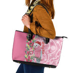 Australia Pink Galah Christmas Leather Tote Bag Falalalala Galalah Bottlebrush Aboriginal Art - Aussie Hoodie