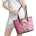 Australia Pink Galah Christmas Leather Tote Bag Falalalala Galalah Bottlebrush Aboriginal Art - Aussie Hoodie