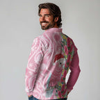Australia Pink Galah Christmas Long Sleeve Polo Shirt Falalalala Galalah Bottlebrush Aboriginal Art - Aussie Hoodie
