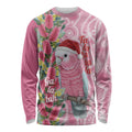 Australia Pink Galah Christmas Long Sleeve Shirt Falalalala Galalah Bottlebrush Aboriginal Art - Aussie Hoodie