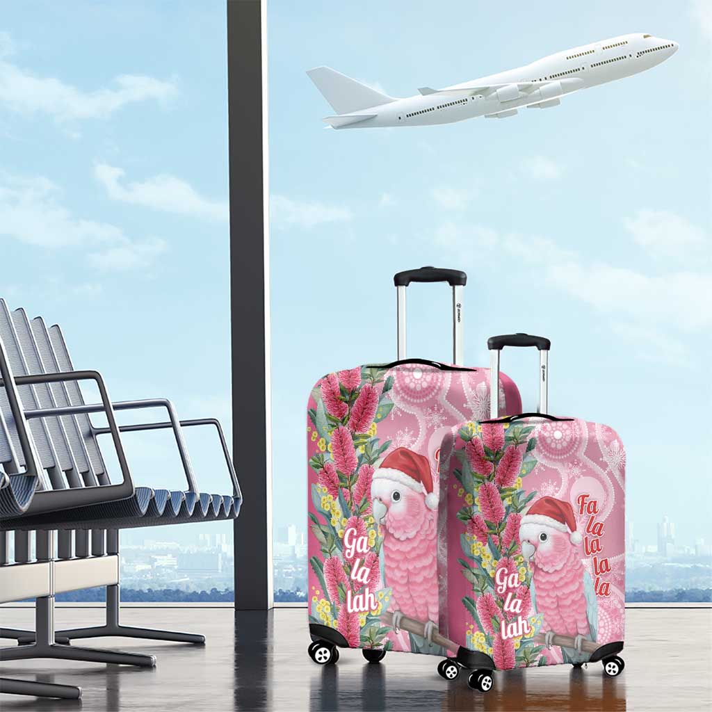 Australia Pink Galah Christmas Luggage Cover Falalalala Galalah Bottlebrush Aboriginal Art - Aussie Hoodie