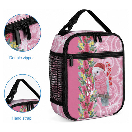 Australia Pink Galah Christmas Lunch Bag Falalalala Galalah Bottlebrush Aboriginal Art