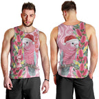 Australia Pink Galah Christmas Men Tank Top Falalalala Galalah Bottlebrush Aboriginal Art - Aussie Hoodie