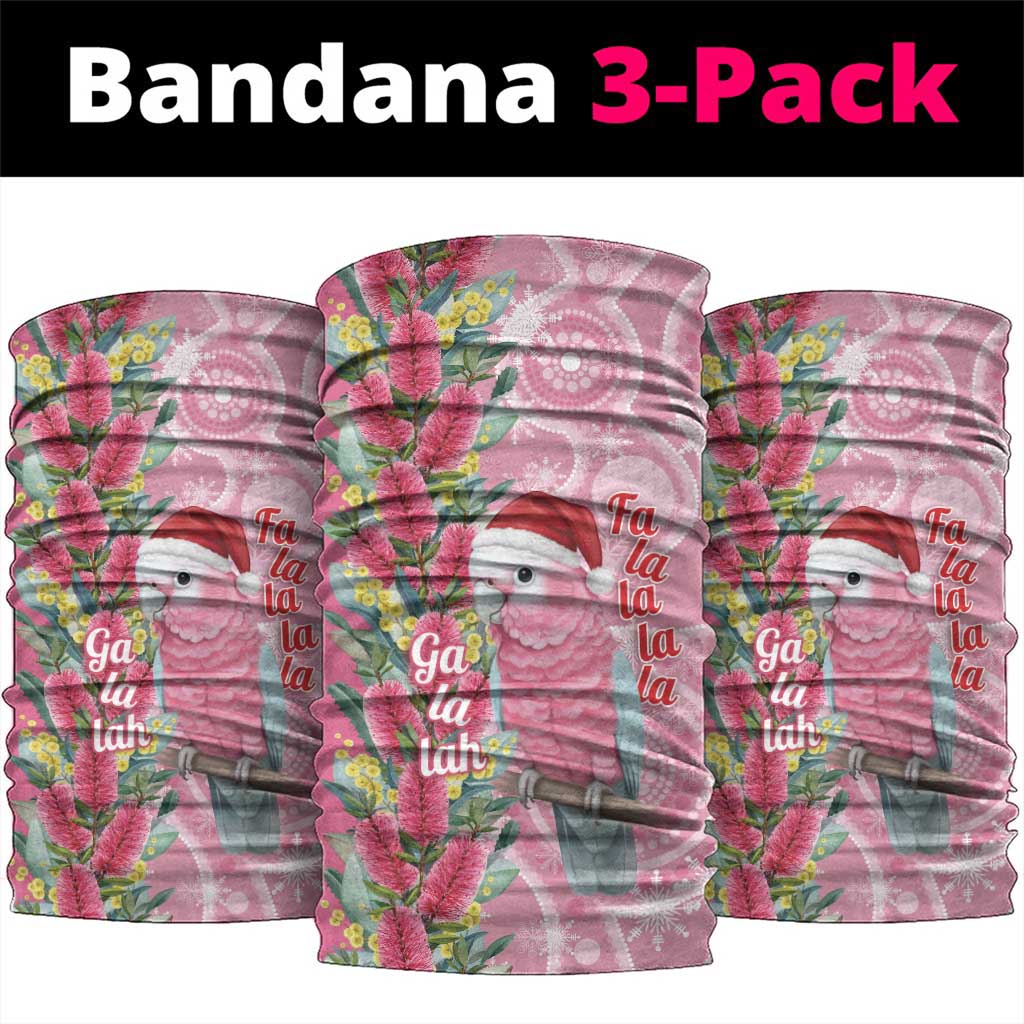 Australia Pink Galah Christmas Neck Gaiter Falalalala Galalah Bottlebrush Aboriginal Art - Aussie Hoodie