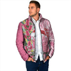Australia Pink Galah Christmas Padded Jacket Falalalala Galalah Bottlebrush Aboriginal Art - Aussie Hoodie