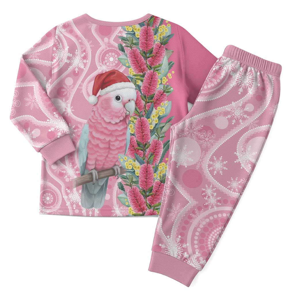 Australia Pink Galah Christmas Pajama Set Falalalala Galalah Bottlebrush Aboriginal Art - Aussie Hoodie