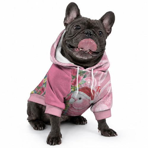 Australia Pink Galah Christmas Pet Hoodie Falalalala Galalah Bottlebrush Aboriginal Art