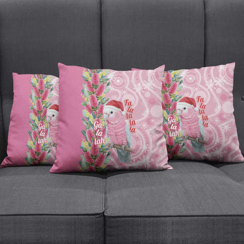 Australia Pink Galah Christmas Pillow Cover Falalalala Galalah Bottlebrush Aboriginal Art - Aussie Hoodie