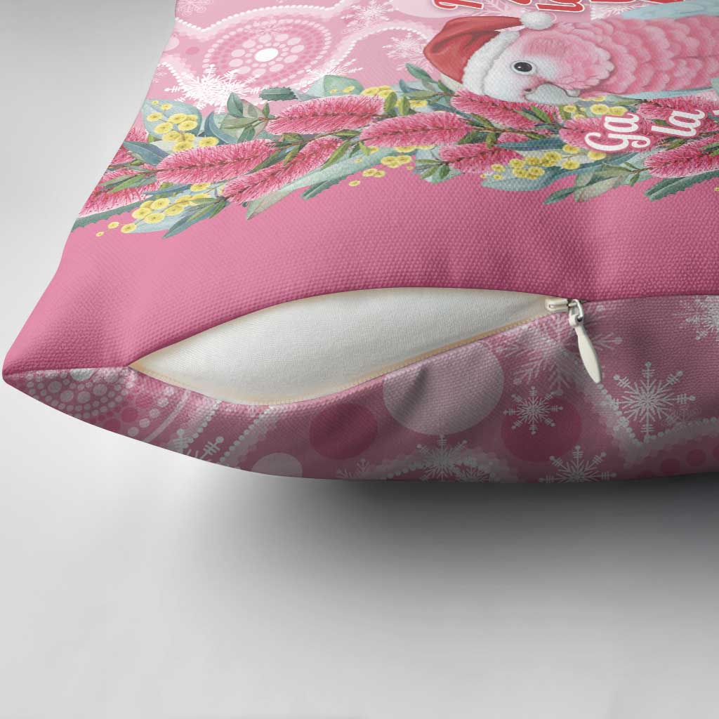 Australia Pink Galah Christmas Pillow Cover Falalalala Galalah Bottlebrush Aboriginal Art - Aussie Hoodie