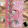 Australia Pink Galah Christmas Puzzle Falalalala Galalah Bottlebrush Aboriginal Art - Aussie Hoodie