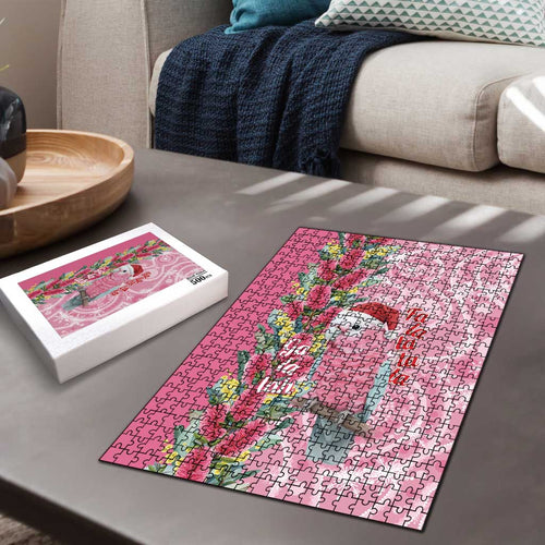 Australia Pink Galah Christmas Puzzle Falalalala Galalah Bottlebrush Aboriginal Art - Aussie Hoodie