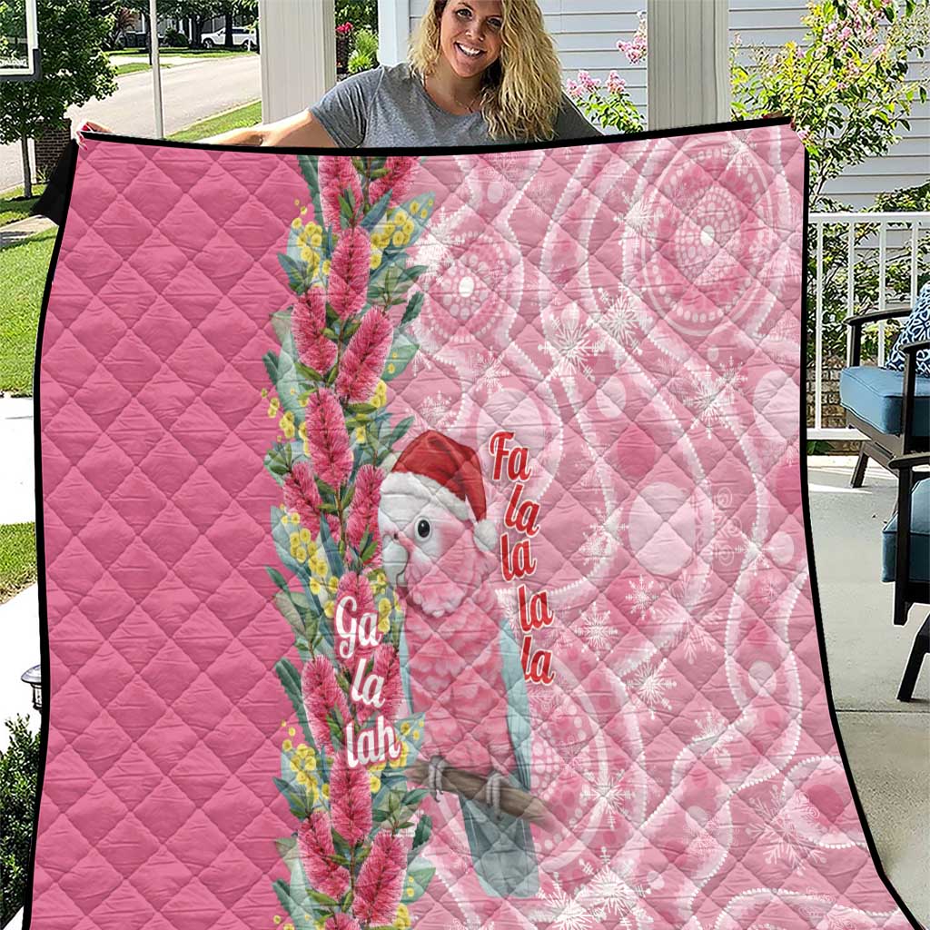 Australia Pink Galah Christmas Quilt Falalalala Galalah Bottlebrush Aboriginal Art - Aussie Hoodie