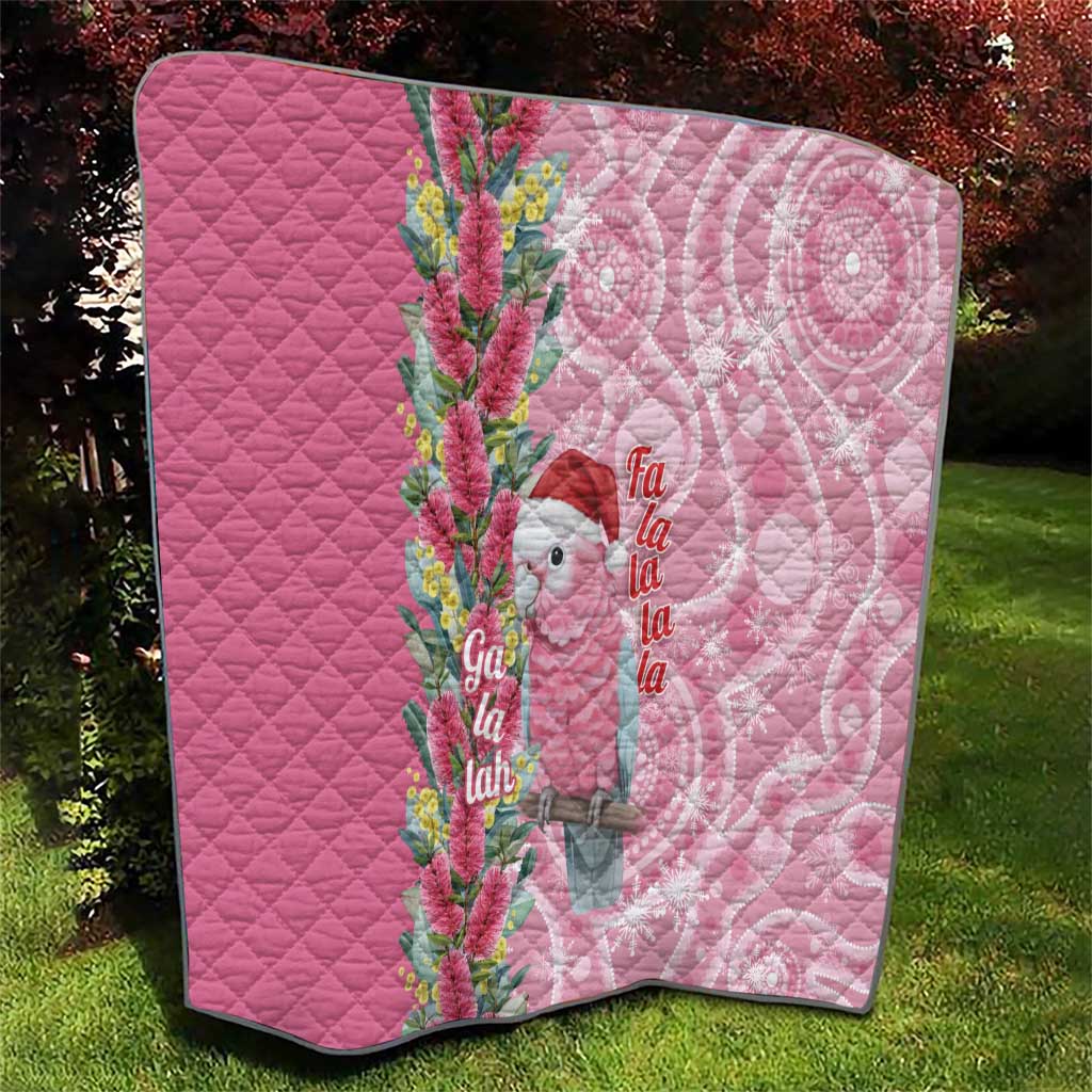 Australia Pink Galah Christmas Quilt Falalalala Galalah Bottlebrush Aboriginal Art - Aussie Hoodie