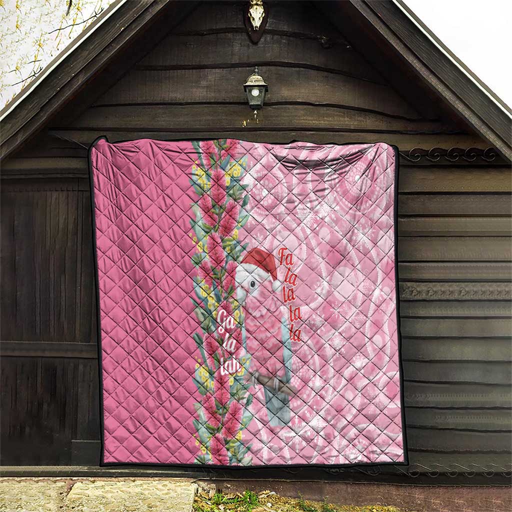Australia Pink Galah Christmas Quilt Falalalala Galalah Bottlebrush Aboriginal Art - Aussie Hoodie