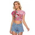 Australia Pink Galah Christmas Raglan Cropped T Shirt Falalalala Galalah Bottlebrush Aboriginal Art - Aussie Hoodie