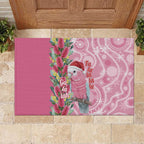 Australia Pink Galah Christmas Rubber Doormat Falalalala Galalah Bottlebrush Aboriginal Art - Aussie Hoodie