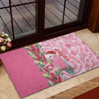 Australia Pink Galah Christmas Rubber Doormat Falalalala Galalah Bottlebrush Aboriginal Art - Aussie Hoodie