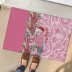 Australia Pink Galah Christmas Rubber Doormat Falalalala Galalah Bottlebrush Aboriginal Art - Aussie Hoodie