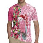 Australia Pink Galah Christmas Rugby Jersey Falalalala Galalah Bottlebrush Aboriginal Art - Aussie Hoodie