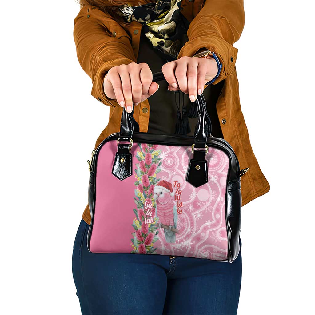 Australia Pink Galah Christmas Shoulder Handbag Falalalala Galalah Bottlebrush Aboriginal Art - Aussie Hoodie