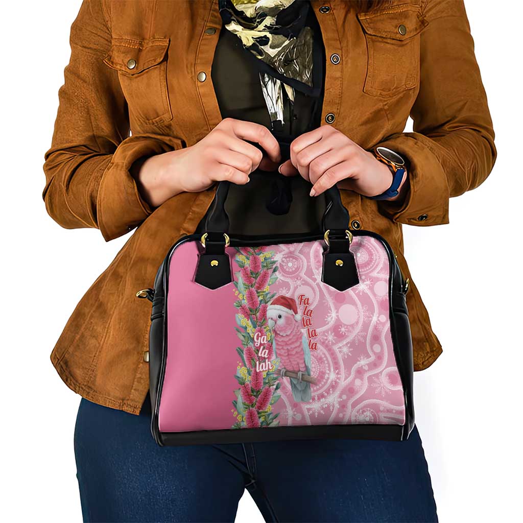 Australia Pink Galah Christmas Shoulder Handbag Falalalala Galalah Bottlebrush Aboriginal Art - Aussie Hoodie