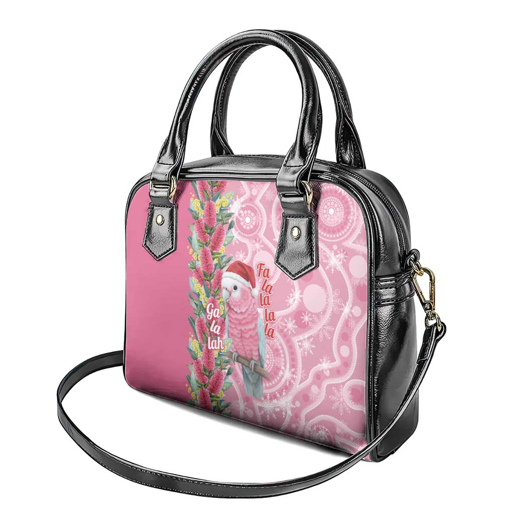 Australia Pink Galah Christmas Shoulder Handbag Falalalala Galalah Bottlebrush Aboriginal Art - Aussie Hoodie
