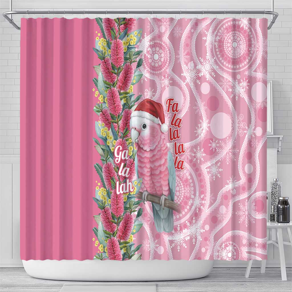 Australia Pink Galah Christmas Shower Curtain Falalalala Galalah Bottlebrush Aboriginal Art - Aussie Hoodie