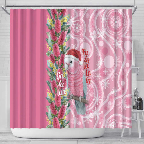 Australia Pink Galah Christmas Shower Curtain Falalalala Galalah Bottlebrush Aboriginal Art - Aussie Hoodie
