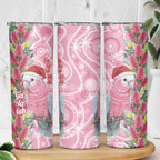 Australia Pink Galah Christmas Skinny Tumbler Falalalala Galalah Bottlebrush Aboriginal Art - Aussie Hoodie