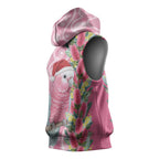 Australia Pink Galah Christmas Sleeveless Hoodie Falalalala Galalah Bottlebrush Aboriginal Art - Aussie Hoodie