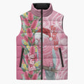Australia Pink Galah Christmas Sleeveless Puffer Jacket Falalalala Galalah Bottlebrush Aboriginal Art - Aussie Hoodie