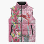 Australia Pink Galah Christmas Sleeveless Puffer Jacket Falalalala Galalah Bottlebrush Aboriginal Art - Aussie Hoodie
