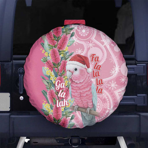 Australia Pink Galah Christmas Spare Tire Cover Falalalala Galalah Bottlebrush Aboriginal Art - Aussie Hoodie