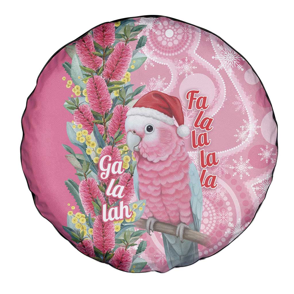 Australia Pink Galah Christmas Spare Tire Cover Falalalala Galalah Bottlebrush Aboriginal Art - Aussie Hoodie