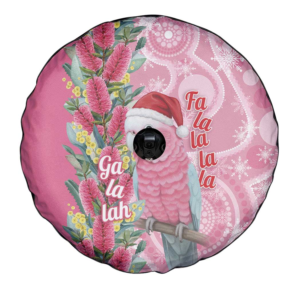 Australia Pink Galah Christmas Spare Tire Cover Falalalala Galalah Bottlebrush Aboriginal Art - Aussie Hoodie
