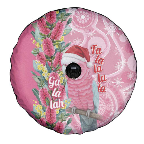 Australia Pink Galah Christmas Spare Tire Cover Falalalala Galalah Bottlebrush Aboriginal Art - Aussie Hoodie