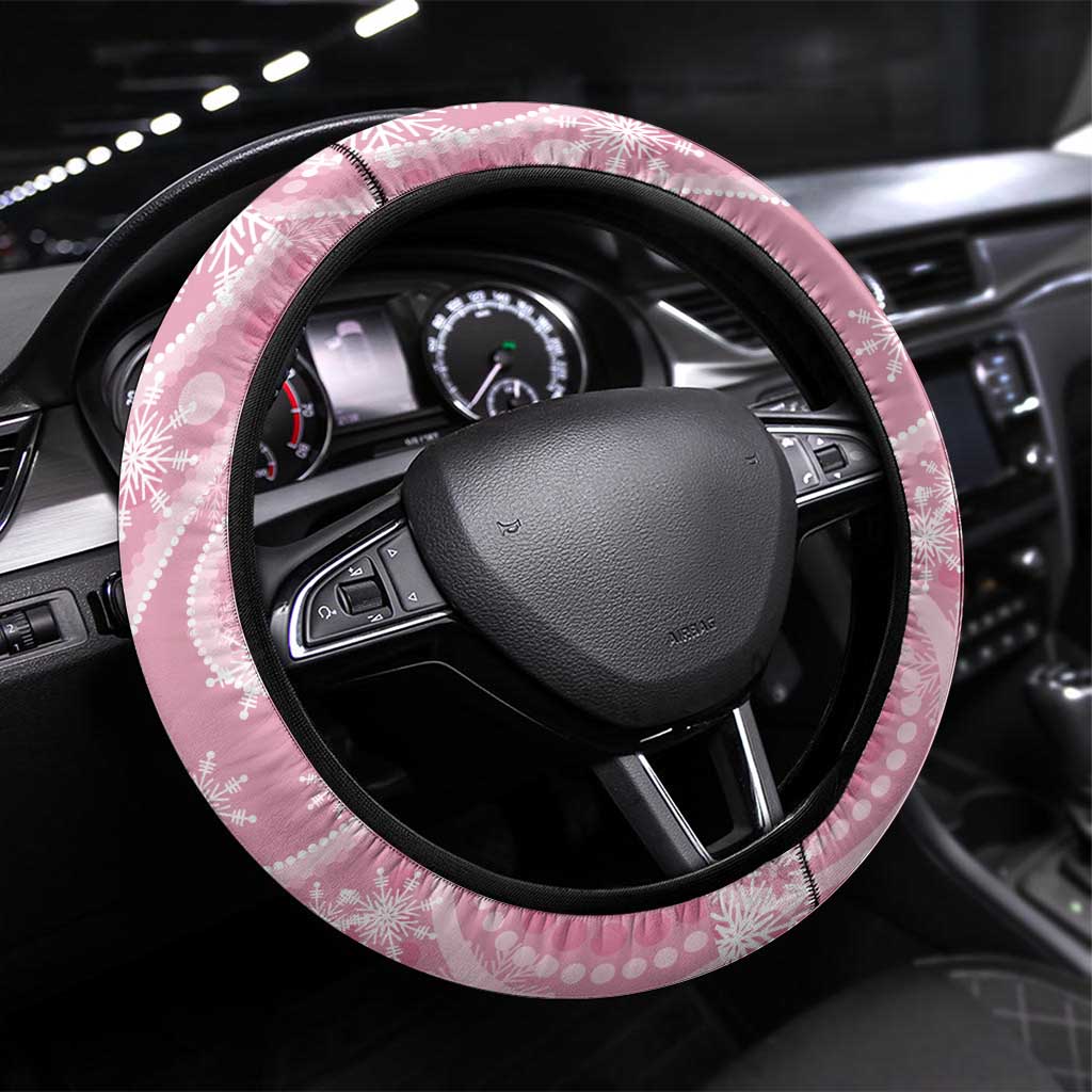 Australia Pink Galah Christmas Steering Wheel Cover Falalalala Galalah Bottlebrush Aboriginal Art - Aussie Hoodie