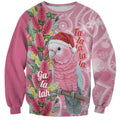 Australia Pink Galah Christmas Sweatshirt Falalalala Galalah Bottlebrush Aboriginal Art - Aussie Hoodie