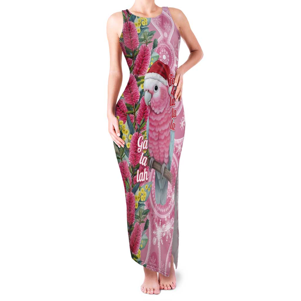 Australia Pink Galah Christmas Tank Maxi Dress Falalalala Galalah Bottlebrush Aboriginal Art - Aussie Hoodie