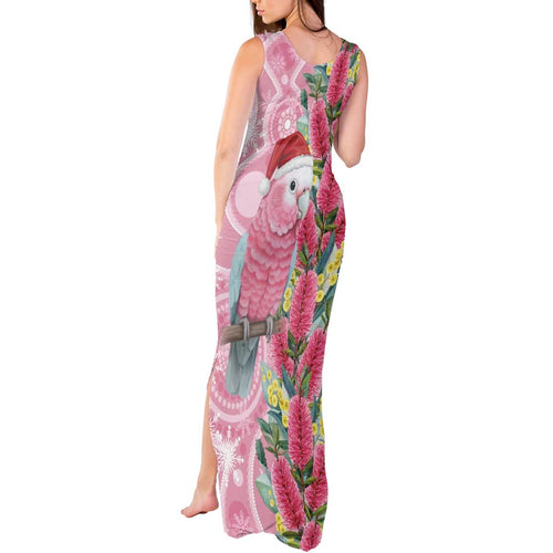 Australia Pink Galah Christmas Tank Maxi Dress Falalalala Galalah Bottlebrush Aboriginal Art - Aussie Hoodie
